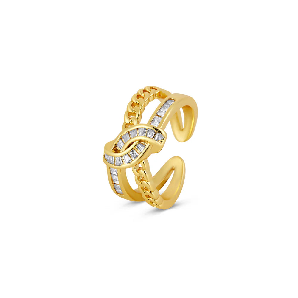 WOVEN DOUBLE LAYER STONE RING - Rinsedlight