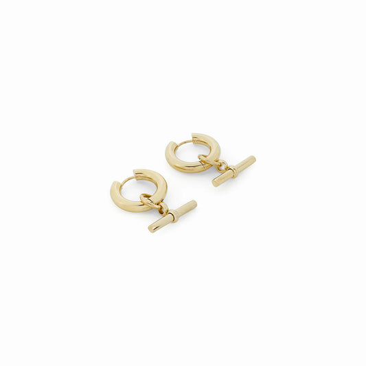 T-BAR HOOP EARRINGS - GOLD - Rinsedlight