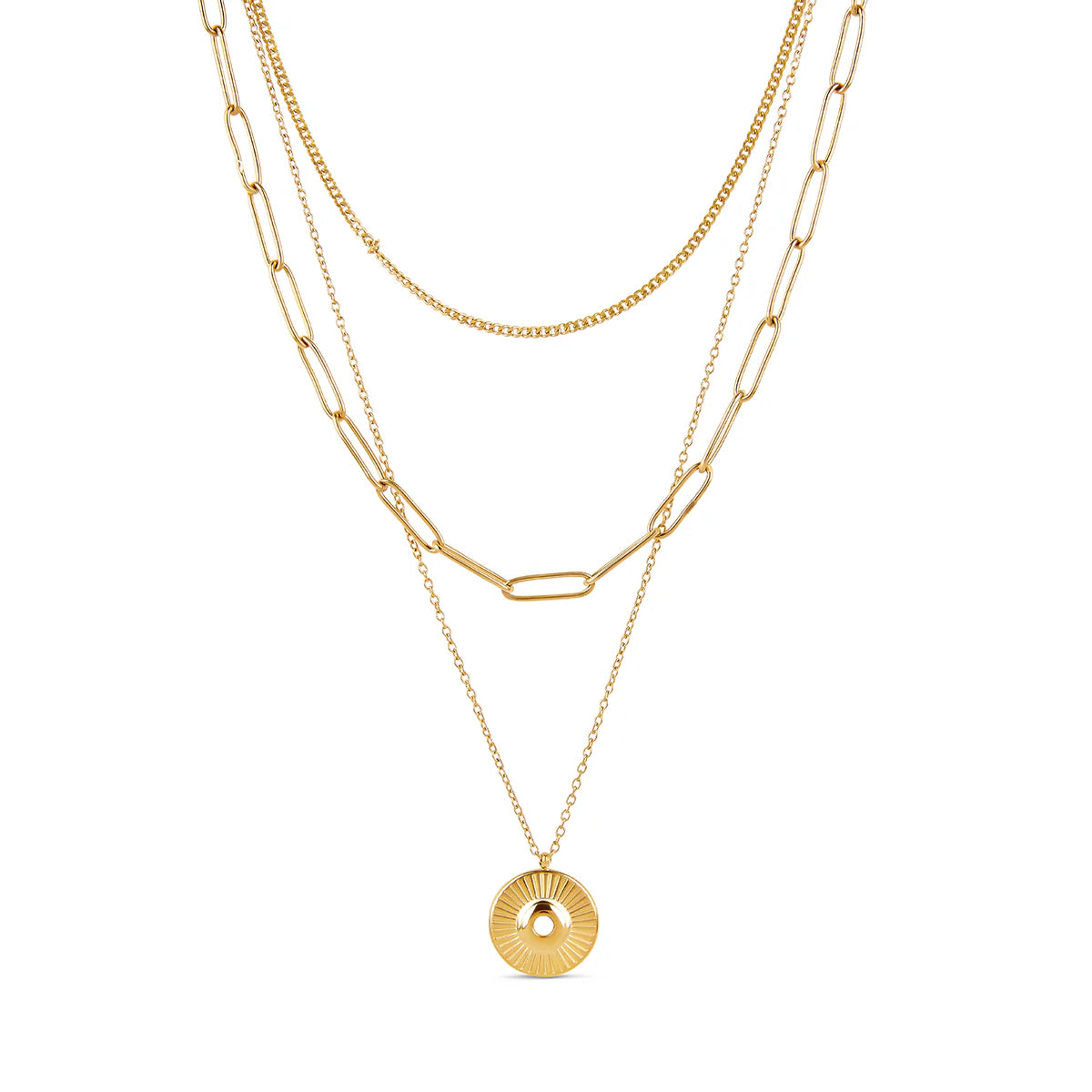 CLEOPATRA TRIPLE LAYERED NECKLACE - GOLD - Rinsedlight