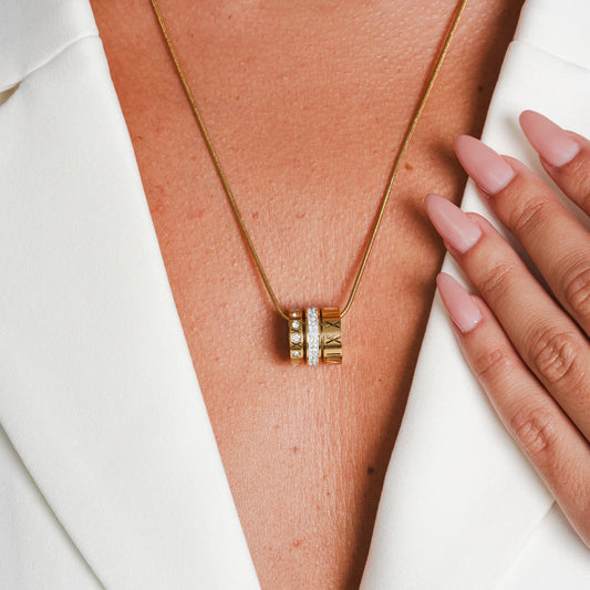 TRIPLE STACK RING NECKLACE - GOLD - Rinsedlight