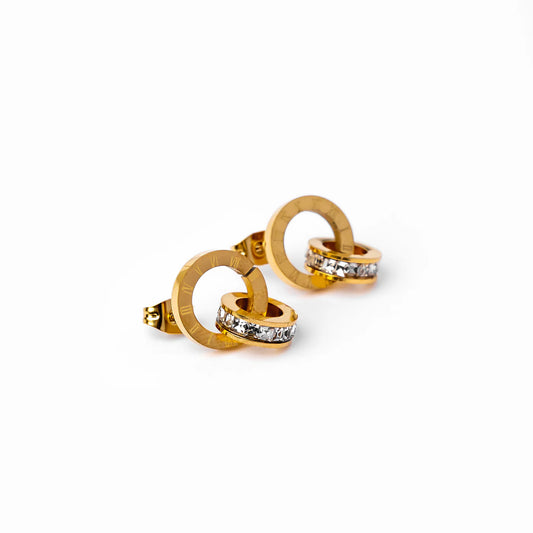 LATIN LINKED RINGS EARRINGS - GOLD - Rinsedlight