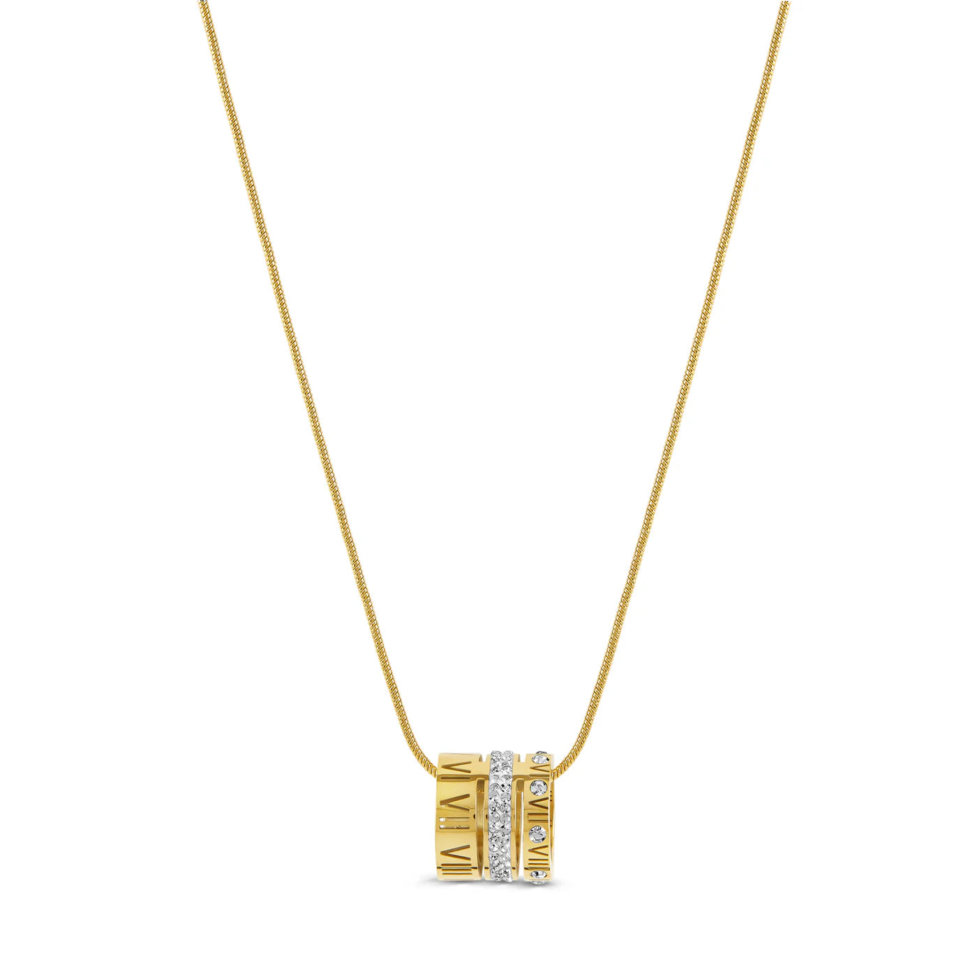 TRIPLE STACK RING NECKLACE - GOLD - Rinsedlight