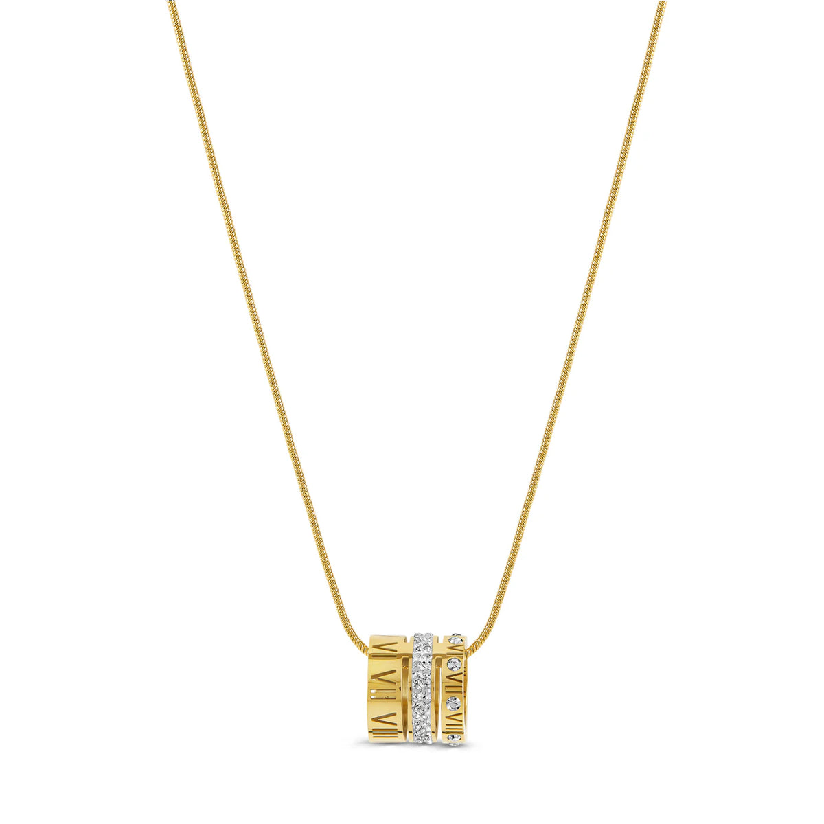 TRIPLE STACK RING NECKLACE - GOLD - Rinsedlight