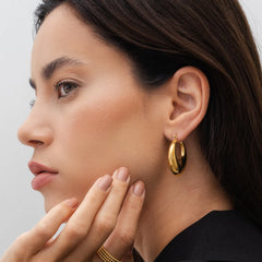 CLARA HOOP EARRINGS - GOLD - Rinsedlight