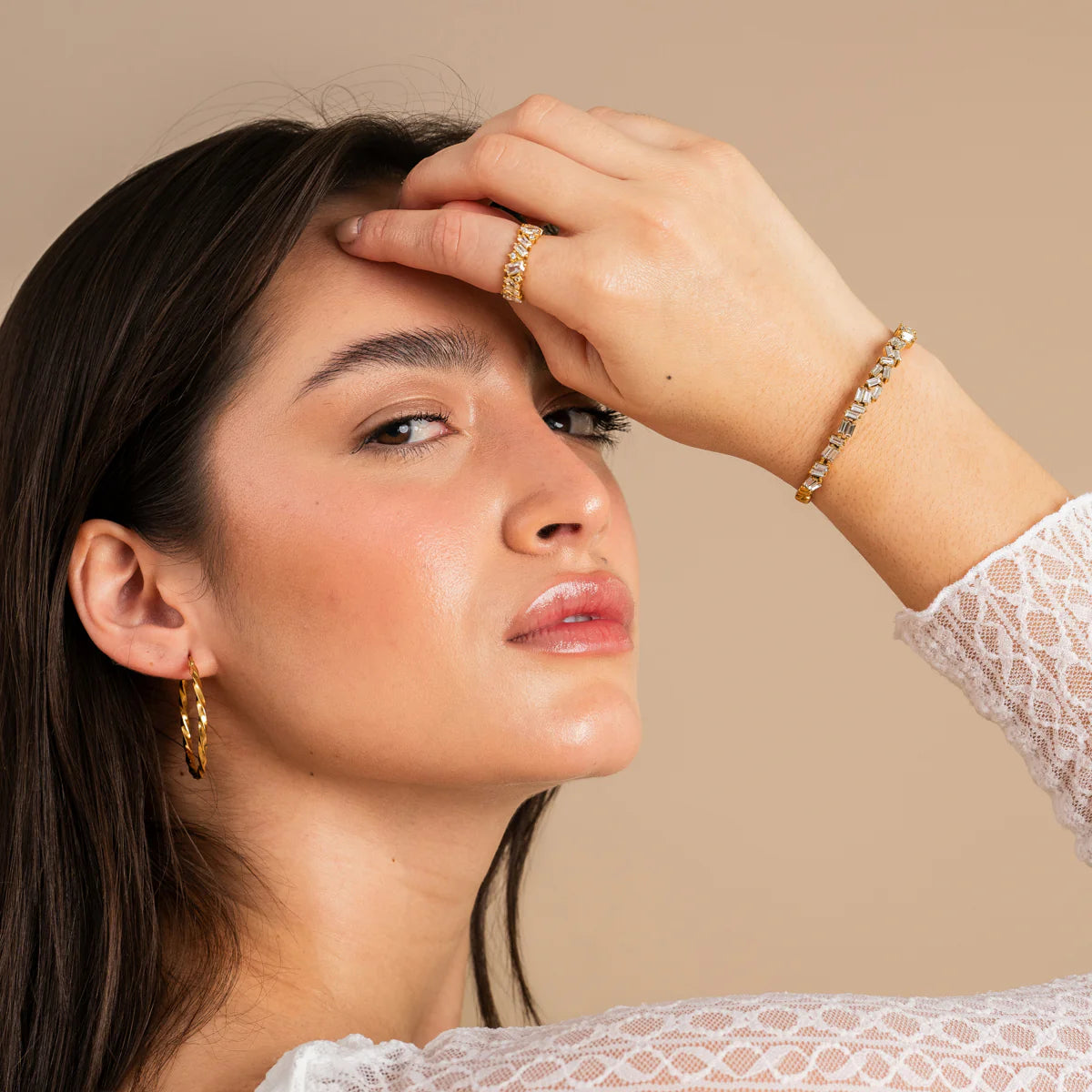 STONE CZ BAGUETTE BRACELET - Rinsedlight