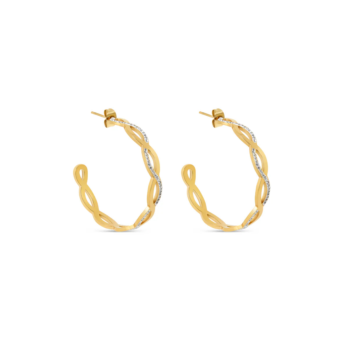 AMELIA INTERLACE HOOP EARRINGS - GOLD - Rinsedlight