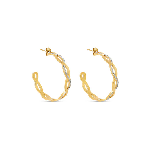 AMELIA INTERLACE HOOP EARRINGS - GOLD - Rinsedlight