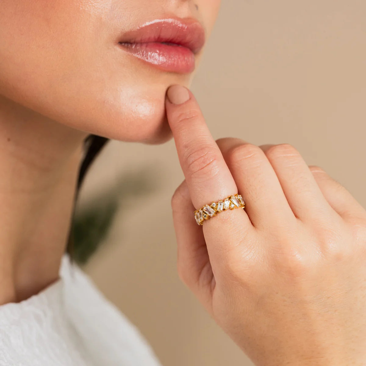 STONE BAGUETTE RING-GOLD - Rinsedlight