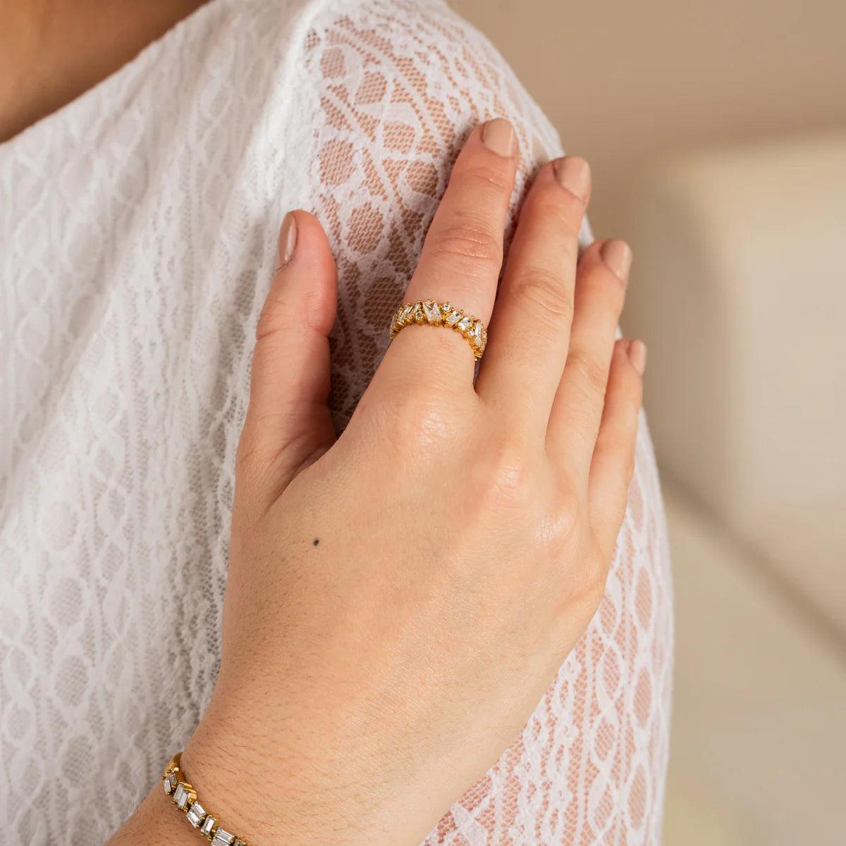 STONE BAGUETTE RING-GOLD - Rinsedlight