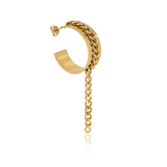 CUBAN CONVEYOR DANGLE EARRINGS - GOLD - Rinsedlight