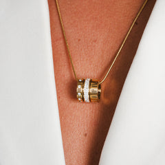 TRIPLE STACK RING NECKLACE - GOLD - Rinsedlight