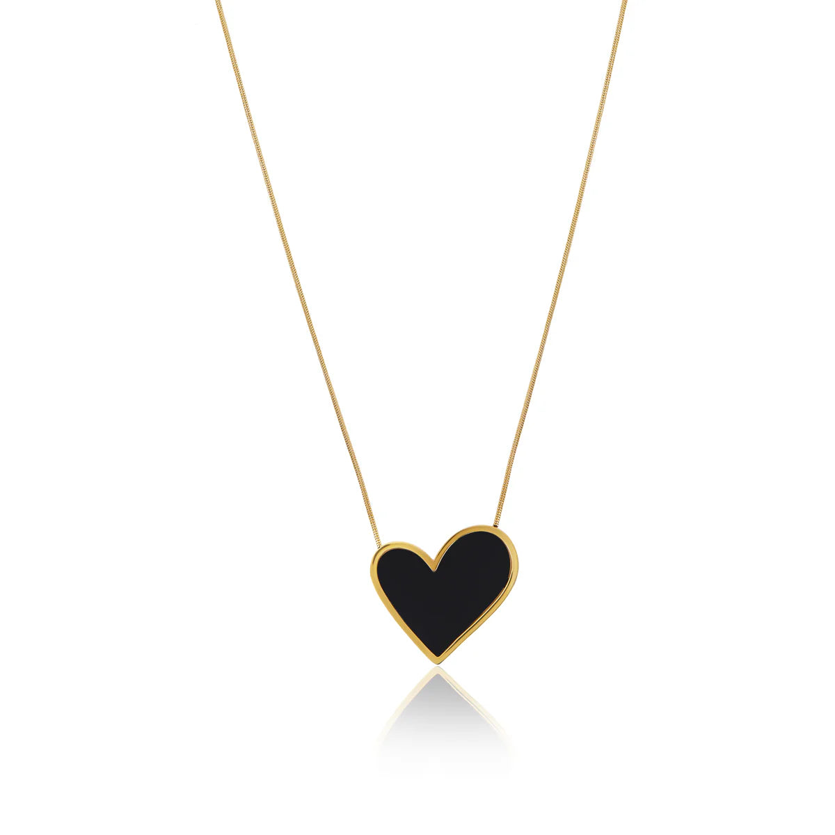 MARBLE HEART PENDANT NECKLACE - GOLD/BLACK - Rinsedlight