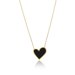 MARBLE HEART PENDANT NECKLACE - GOLD/BLACK - Rinsedlight