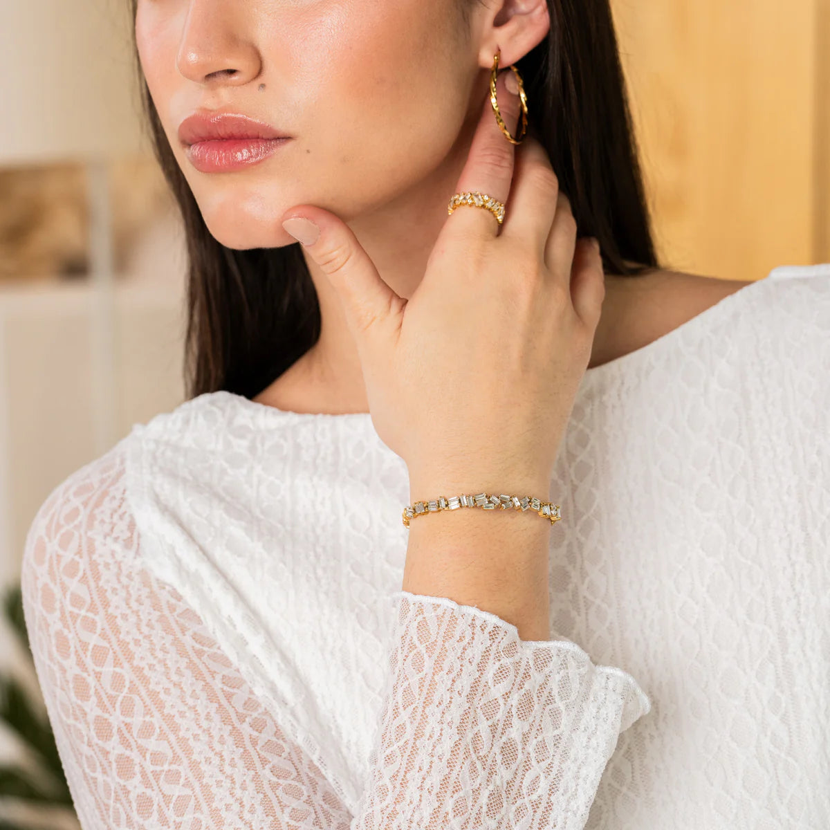 STONE CZ BAGUETTE BRACELET - Rinsedlight