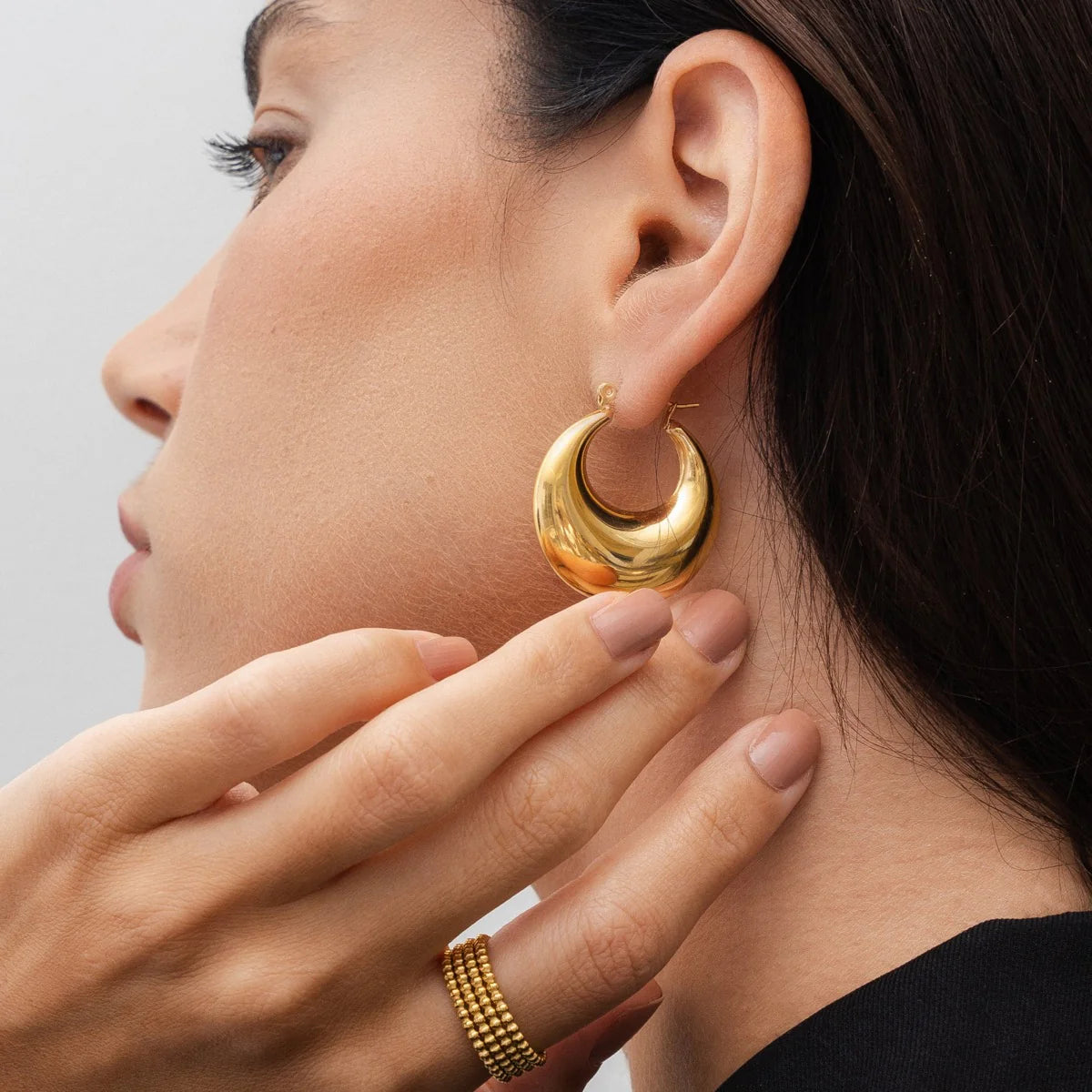 CLARA HOOP EARRINGS - GOLD - Rinsedlight