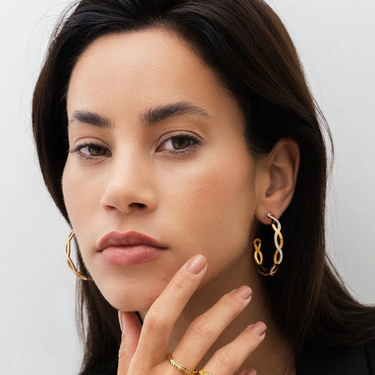 AMELIA INTERLACE HOOP EARRINGS - GOLD - Rinsedlight