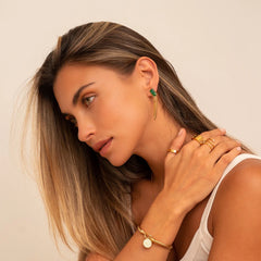 EMERALD CUBAN DANGLE EARRINGS - GOLD - Rinsedlight