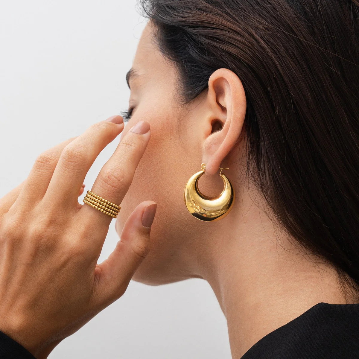 CLARA HOOP EARRINGS - GOLD - Rinsedlight