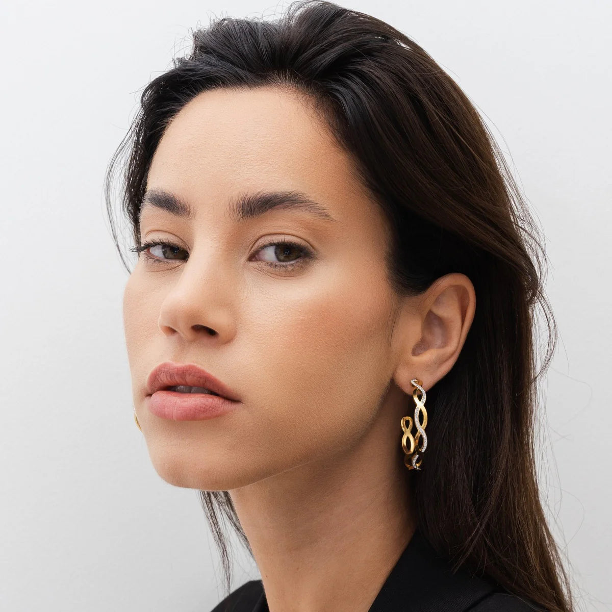 AMELIA INTERLACE HOOP EARRINGS - GOLD - Rinsedlight