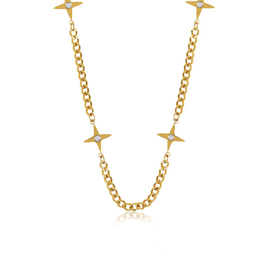 FOUR POINT NECKLACE - GOLD - Rinsedlight